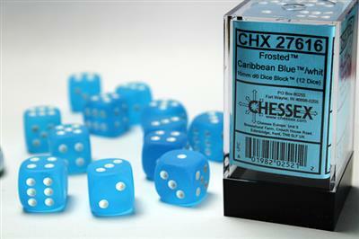 Frosted™ 16mm D6 Caribbean Blue™/white Dice Block™ (12 dice) - Image 5