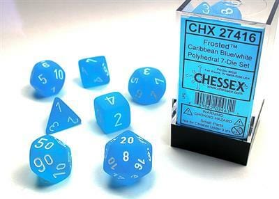 Frosted Caribbean Blue/white Polyhedral 7-Die Set - Image 3