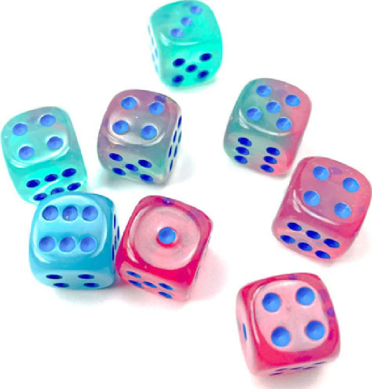 Gemini® 12mm D6 Gel Green-Pink/blue Luminary™ Dice Block™ (36 dice) - Image 5