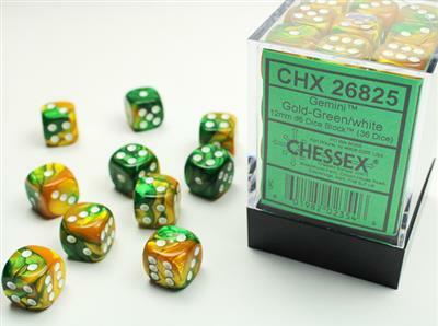 Gemini® 12mm D6 Gold-Green/white Dice Block™ (36 dice) - Image 4