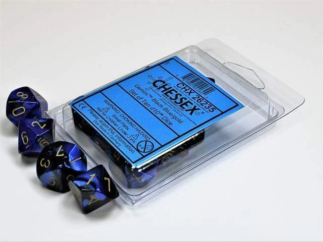 Gemini Black Gold Blue d10 set