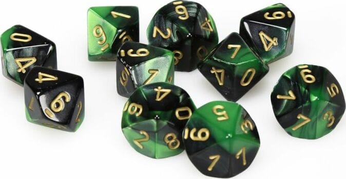 Gemini Black Green Gold d10 set - Image 3
