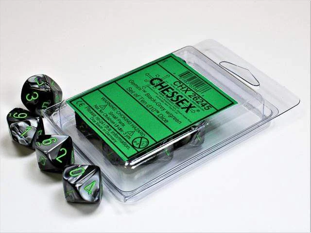 Gemini Black Grey Green d10 set