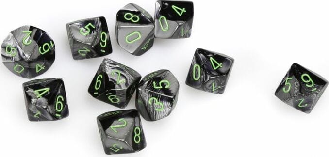 Gemini Black Grey Green d10 set - Image 3