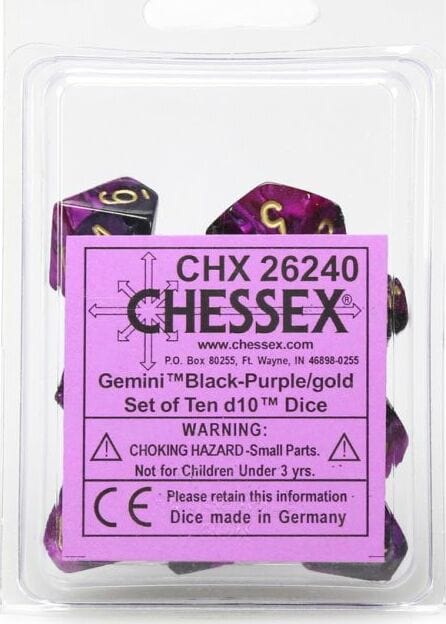 Gemini Black Purple Gold d10 set - Image 2