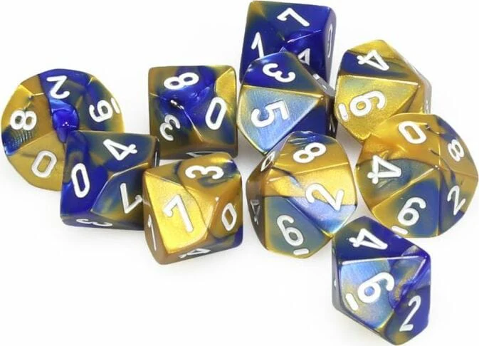 Gemini Blue Gold White d10 set - Image 3