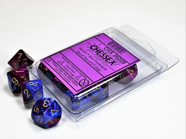 Gemini Blue Purple Gold d10 set