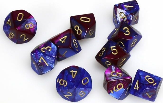 Gemini Blue Purple Gold d10 set - Image 3