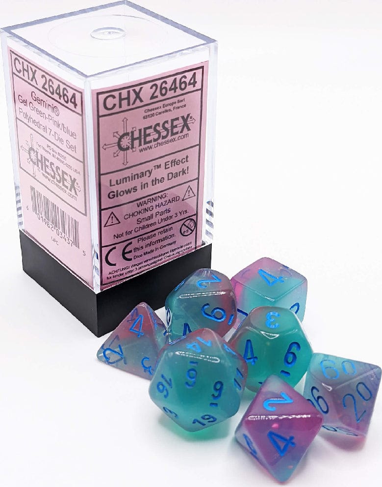 Gemini Gel Green-Pink/blue Luminary Polyhedral 7-Die Set - Image 7
