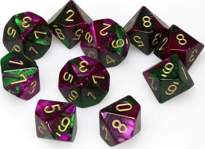 Gemini Green Purple Gold d10 set - Image 3