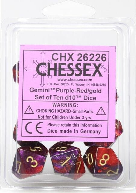 Gemini Purple Red Gold d10 set - Image 2