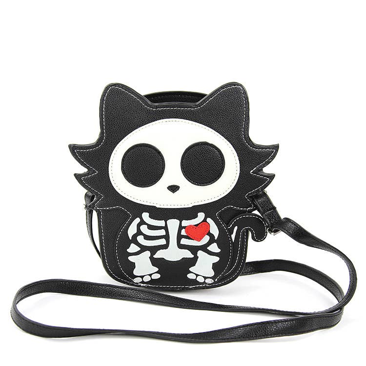 Glow in the Dark Sugar Skull Cat Crossbody Bag - Image 3