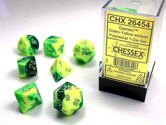 Gemini Green-Yellow/silver Polyhedral 7-Die Set