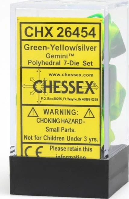 Gemini Green-Yellow/silver Polyhedral 7-Die Set - Image 5