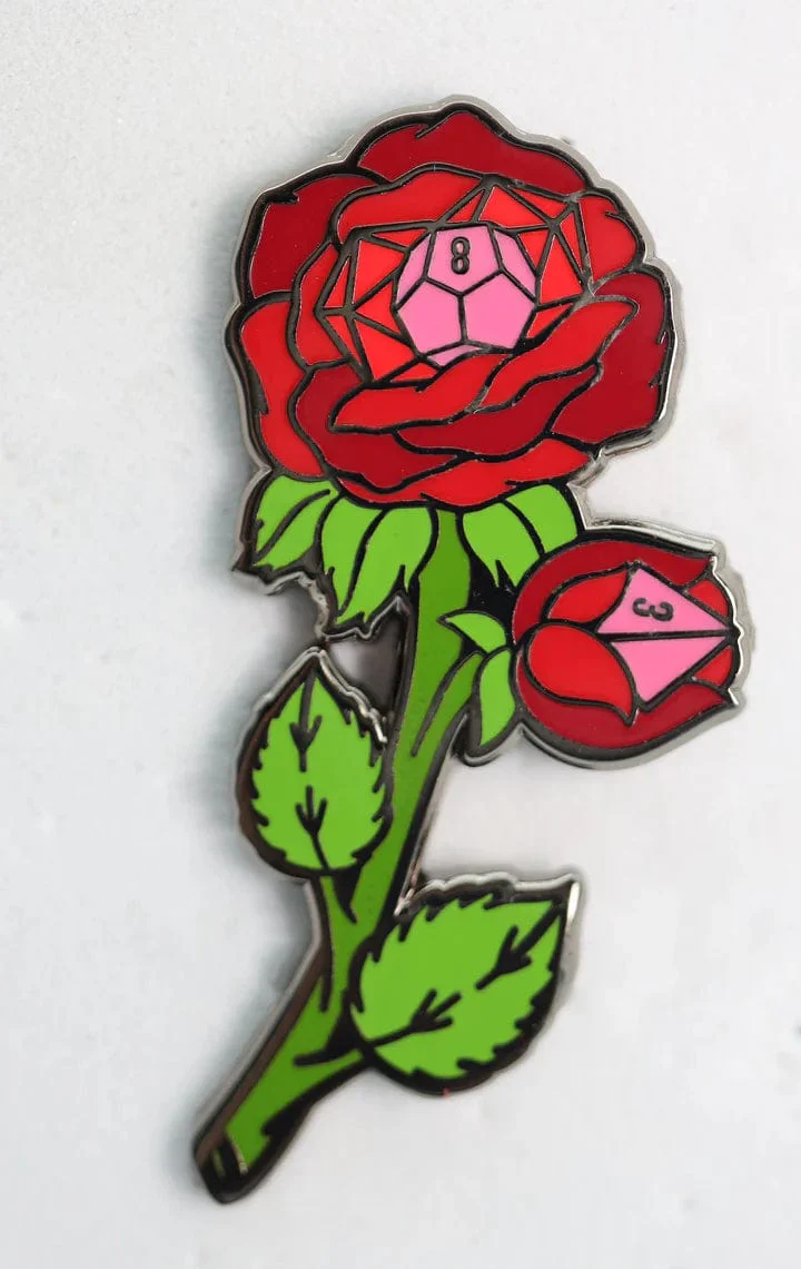 HOLLOW HEARTS ENAMEL PIN: DICE ROSE