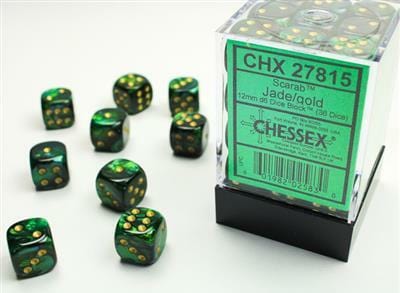 Scarab® 12mm D6 Jade/gold Dice Block™ (36 dice) - Image 3