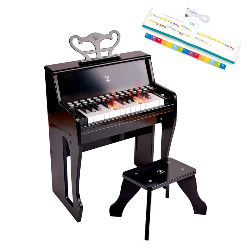 Learn with Lights Black Piano w/ Stool