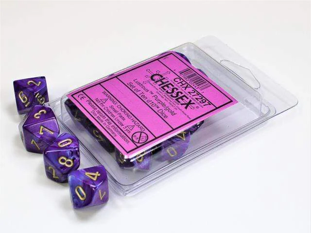 Lustrous Purple Gold d10 set