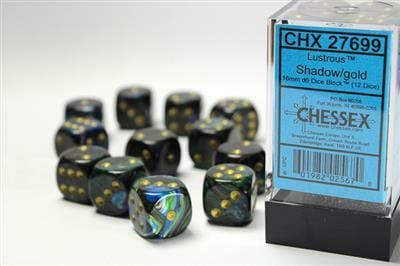 Lustrous® 16mm D6 Shadow/gold Dice Block™ (12 dice) - Image 4