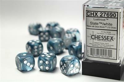 Lustrous® 16mm D6 Slate™/white Dice Block™ (12 dice) - Image 5