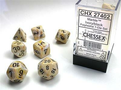 Marble Polyhedral Ivory/black 7-Die Set - Image 5