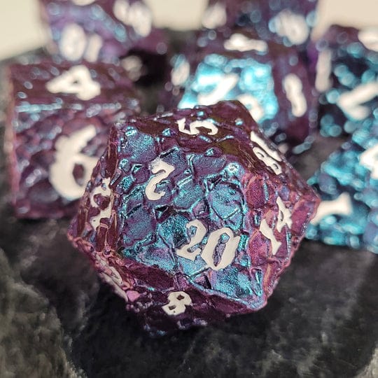 Meteorite Blue Purple Color Shift Metal RPG Dice Set of 7 - Image 2