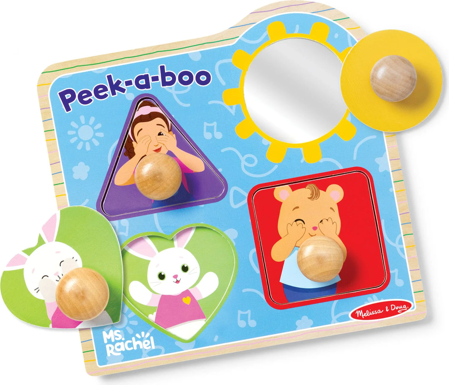 Ms. Rachel™ Wooden Peek-a-Boo Jumbo Peg Puzzle – 4 Pieces - Image 2
