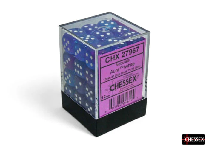 Nebula Aura/white Luminary 12mm d6 Dice Block (36 dice) - Image 2