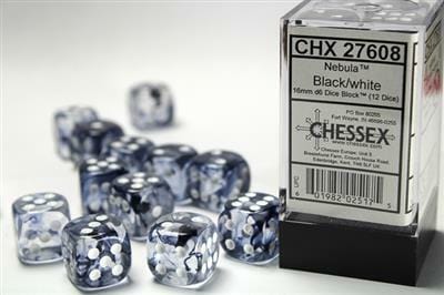 Nebula® 16mm D6 Black/white Dice Block™ (12 dice) - Image 5