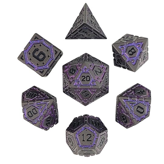 Nexus Black Purple 7-Piece Metal Dice Set - Image 2