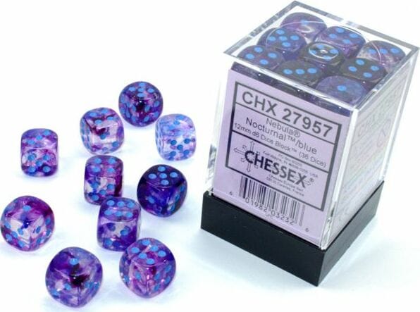Nebula® 12mm D6 Nocturnal™/blue Luminary™ Dice Block™ (36 dice) - Image 3