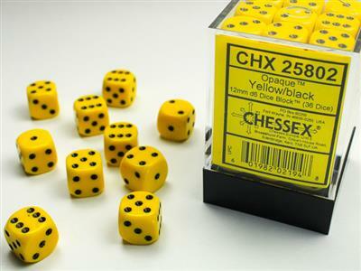 Opaque 12mm D6 Yellow/black Dice Block™ (36 dice) - Image 4
