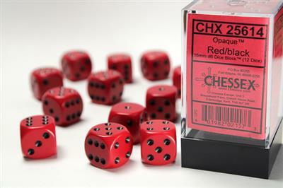 Opaque 16mm D6 Red/black Dice Block™ (12 dice) - Image 3