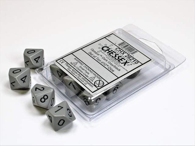 Opaque Dark Grey Black d10 set