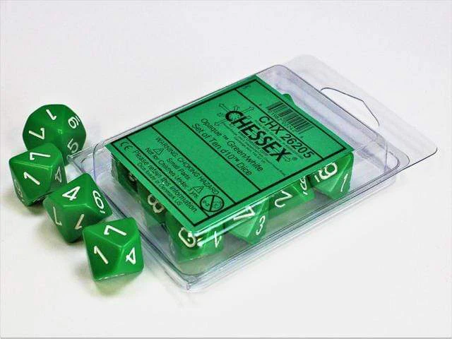 Opaque Green White d10 set