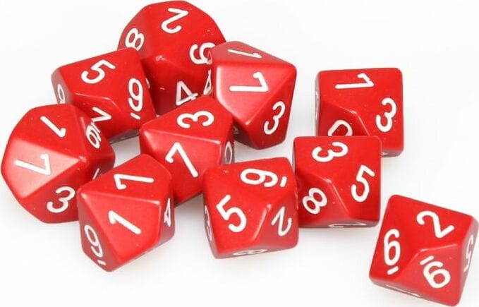 Opaque: Poly D10 Red/White (10) - Image 2