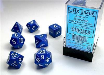 Opaque Polyhedral Blue/white 7-Die Set