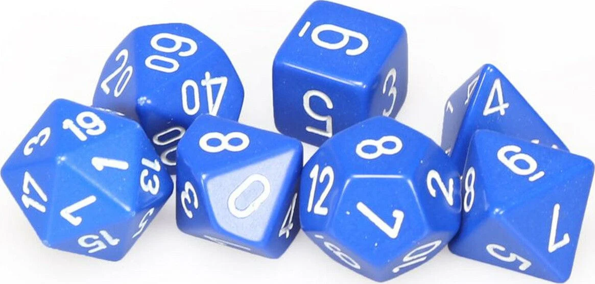 Opaque Polyhedral Blue/white 7-Die Set - Image 3