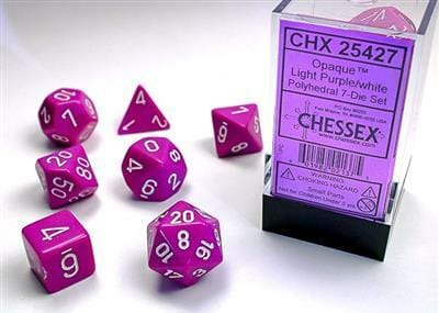 Opaque Polyhedral Light Purple/white 7-Die Set