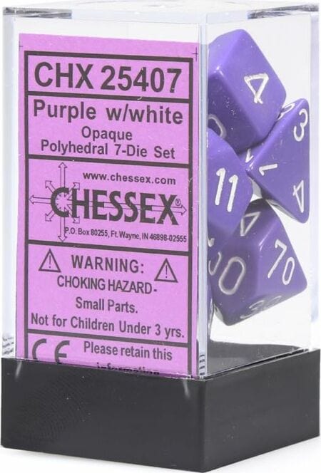 Opaque Polyhedral Purple/white 7-Die Set - Image 2
