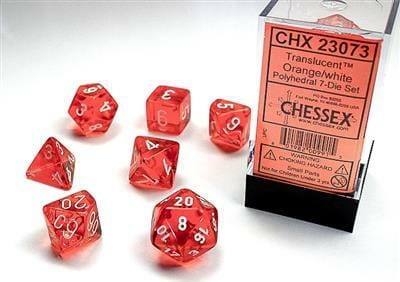 Translucent Polyhedral Orange/white 7-Die Set - Image 2