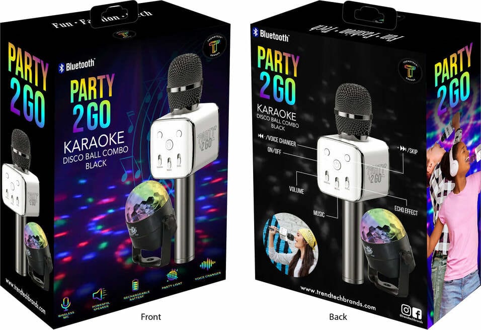 Party2-Go Karaoke Mic Disco Ball Combo BLACK - Image 8