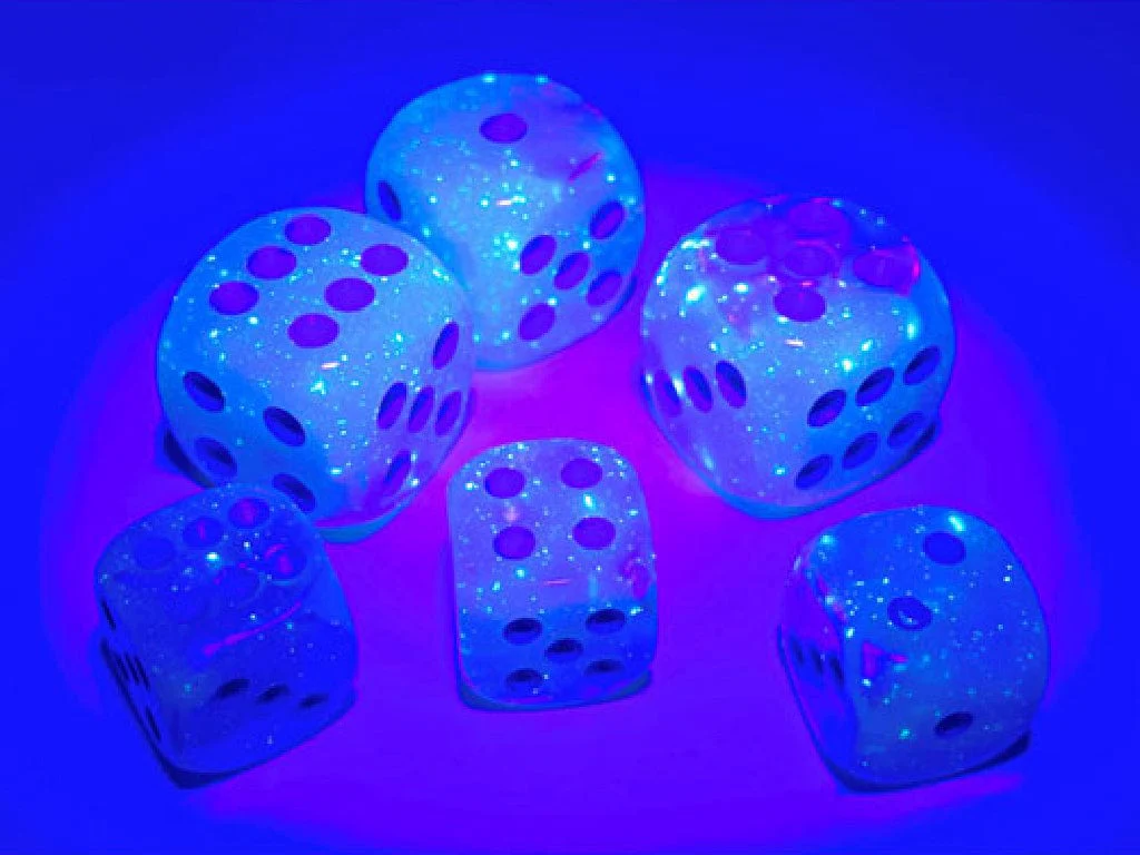 Gemini® 12mm D6 Pearl Turquoise-White/blue Luminary™ Dice Block™ (36 dice) - Image 9