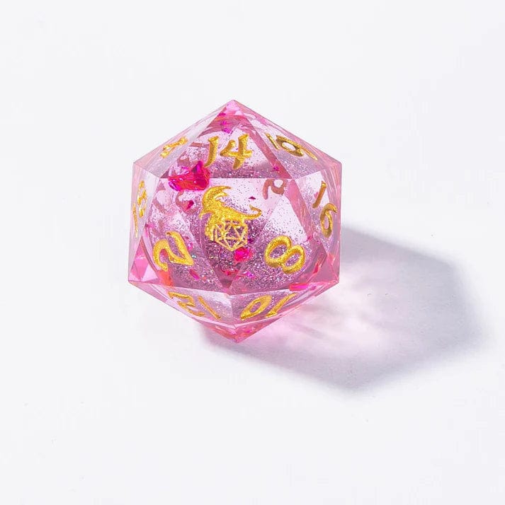 Pink Sharp Edge Liquid Core 7 Dice Set