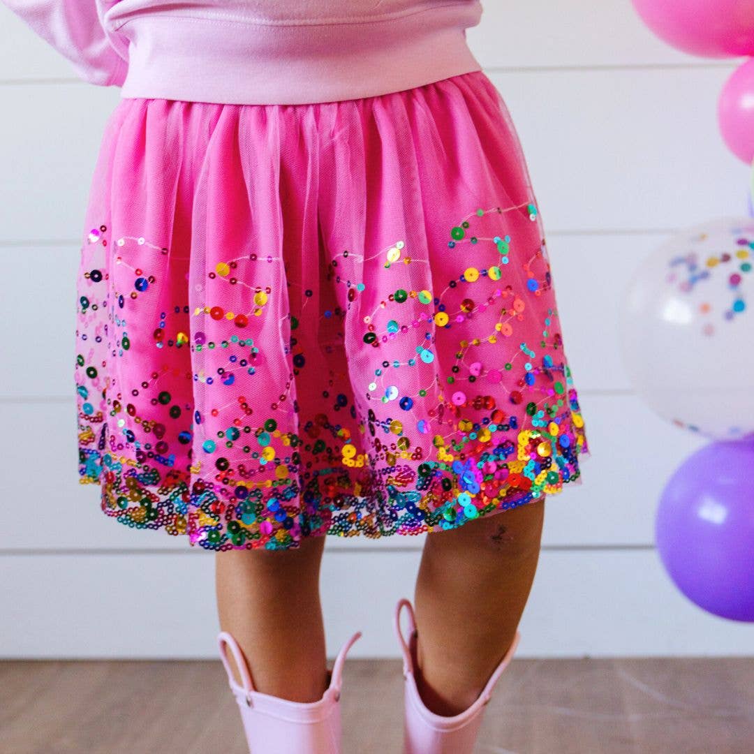 Raspberry Confetti Tutu - Dress Up Skirt - Kids Tutu: 0-12M - Image 4