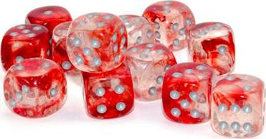 Nebula® 16mm D6 Red/silver Luminary™ Dice Block™ (12 dice) - Image 6