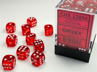 Translucent 12mm D6 Red/white Dice Block™ (36 dice) - Image 4