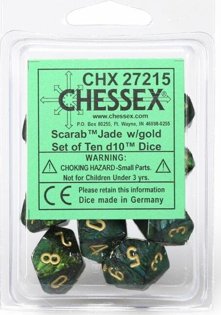 Scarab: Poly D10 Jade/Gold (10)