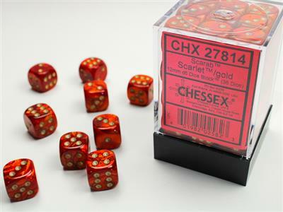 Scarab® 12mm D6 Scarlet™/gold Dice Block™ (36 dice) - Image 6
