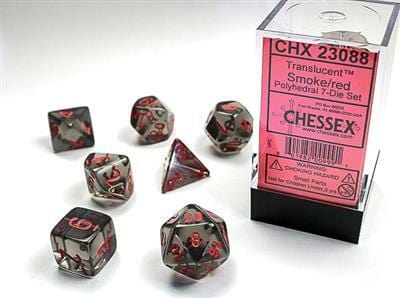 Translucent Polyhedral Smoke/red 7-Die Set - Image 3